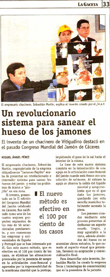 Un revolucionario sistema para sanear el hueso de los jamones