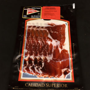 Sobre lonchas de jamón superior Solera etiqueta Oro