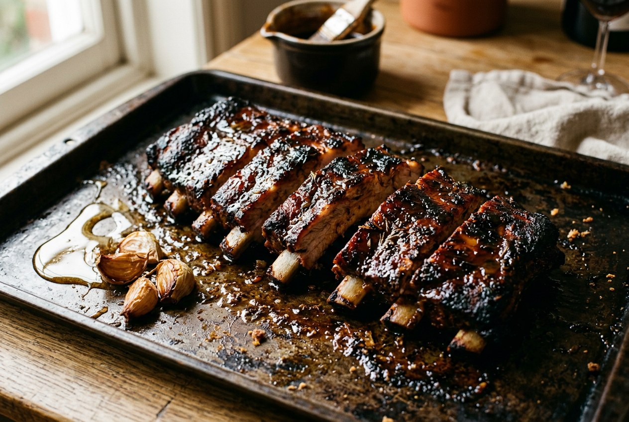 Costillas de cerdo Duroc al horno con miel y pimentón